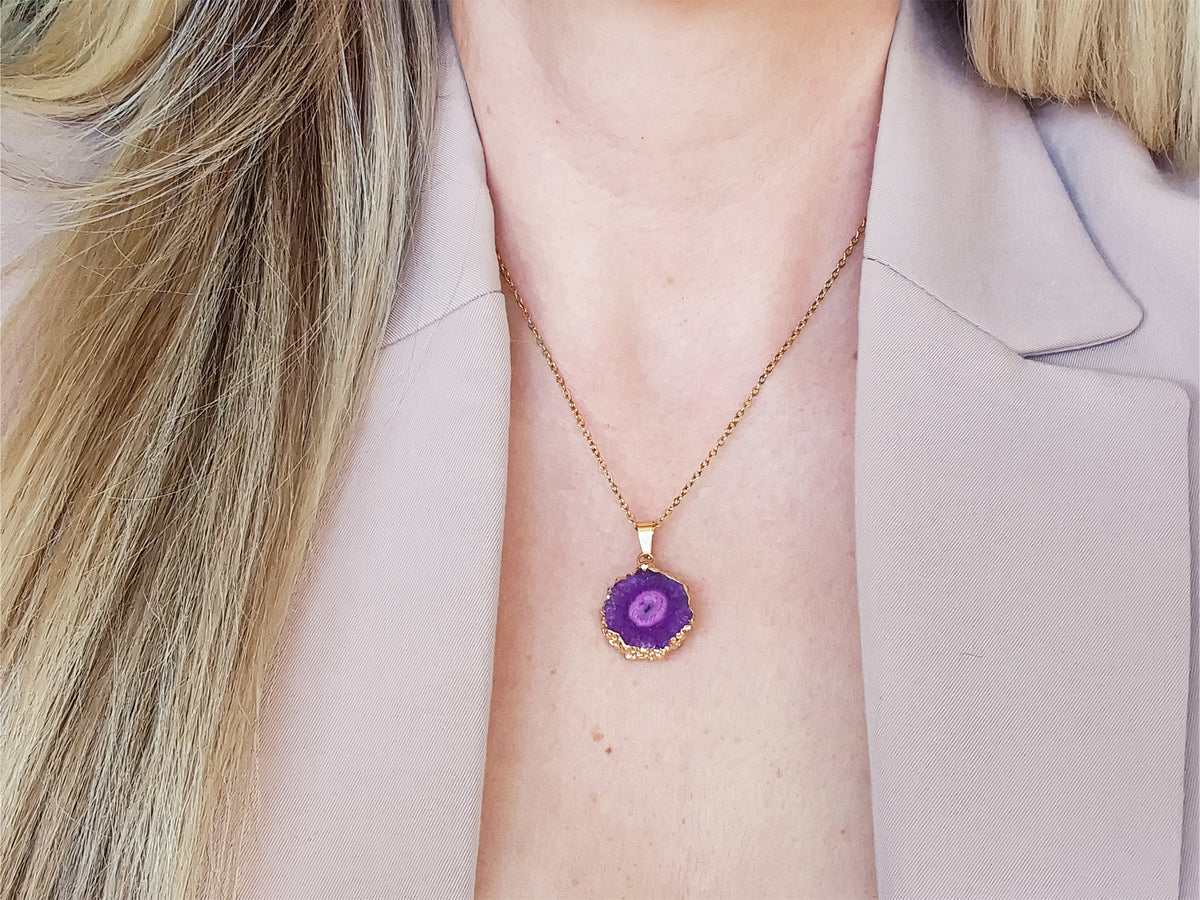 Purple Agate Stalactite Necklace